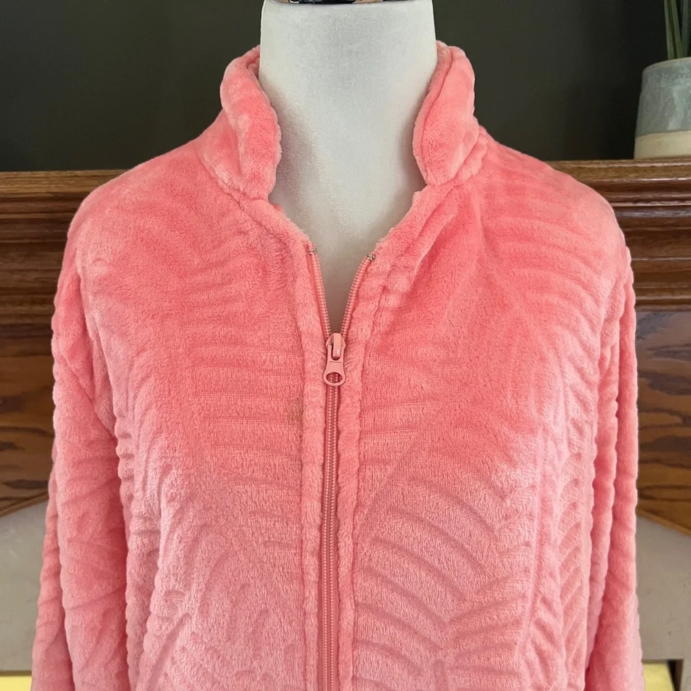 Just Love Coral Plush Zippered‎ Lounger Kimono Robe Size Medium NWOT